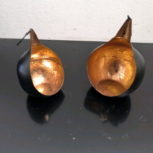 Decorative tealight holders like new, bronze and black color, set of 2