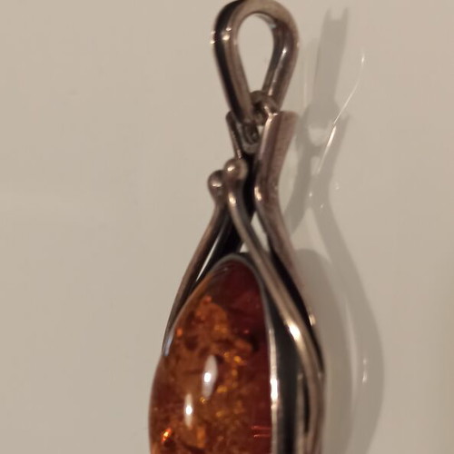 Baltic Amber Pendant new with silver handmade