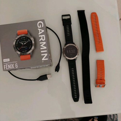 Garmin Fenix 6 Sapphire smartwatch with 3 straps