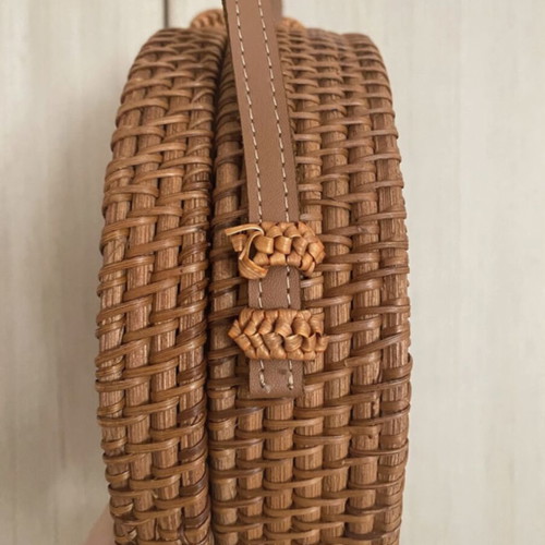 Mango straw shoulder bag like new, beige and brown