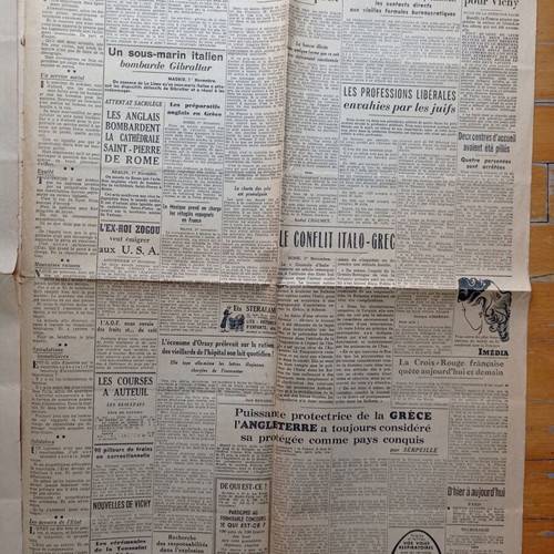 Paris-soir Newspaper November 2 1940 used, historic French edition