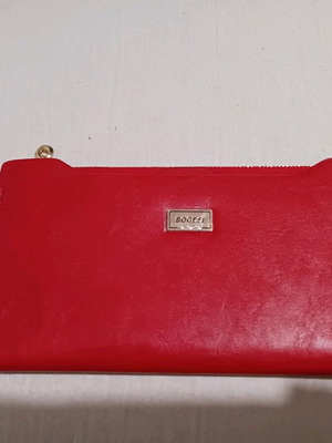Red leather wallet new from genuine leather with 13 card slots