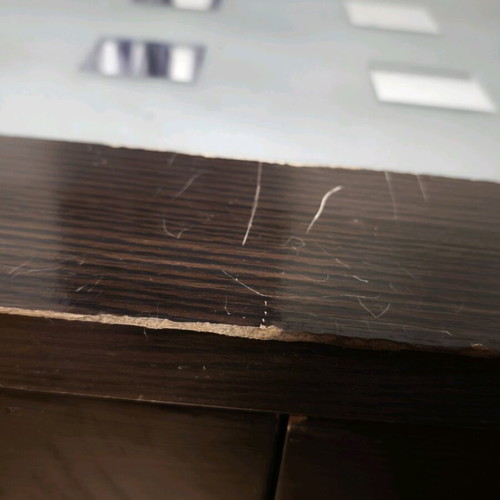 Τραπεζάκι σαλονιού μεταχειρισμένο με γυάλινη επιφάνεια και συρτάρια