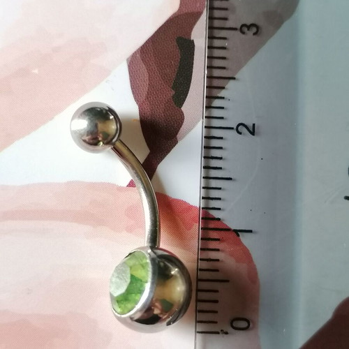 Navel piercing new surgical steel with green zircon