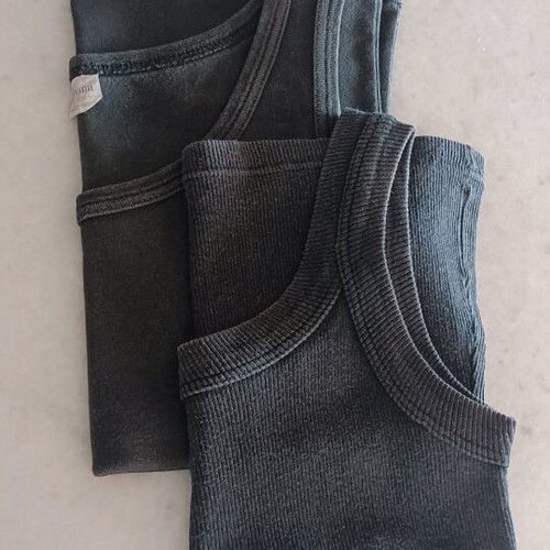 Sleeveless shirts used, pack of 2, black cotton