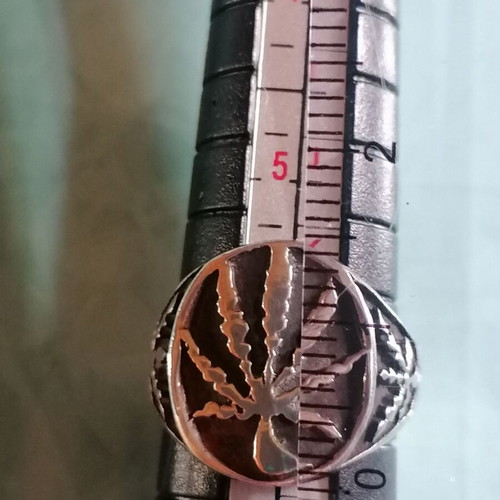 Silver 925 chevalier ring new with Cannabis leaf no 52 (US 6.5)