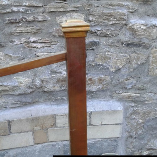 Iron bed used, early 20th century with brass details