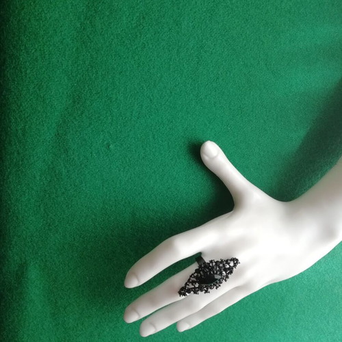 Black vintage ring with resin designs black color open size new