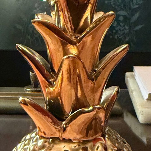 Decorative ceramic pineapple gold metallic finish like new