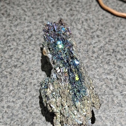 Iridescent Carborundum Crystal 11cm with Handmade Copper Base like new