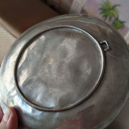 Art Nouveau Antique Pewter Decorative Plate used