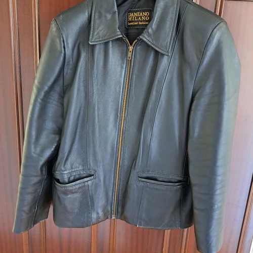 Leather jacket used, Italian, size L, black