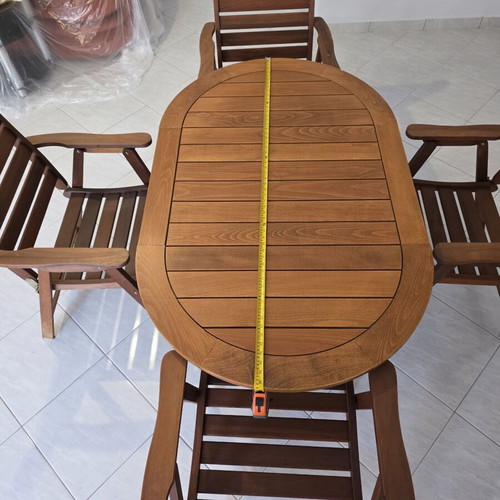 Garden table with 4 folding armchairs