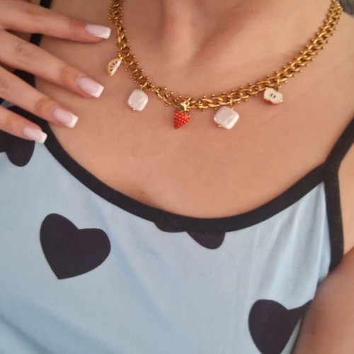 Stradivarius Summer Necklace with Fruits and Shells New