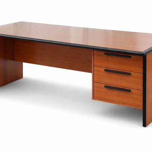 Professional cherry desk with protective glass and hanging drawer like new