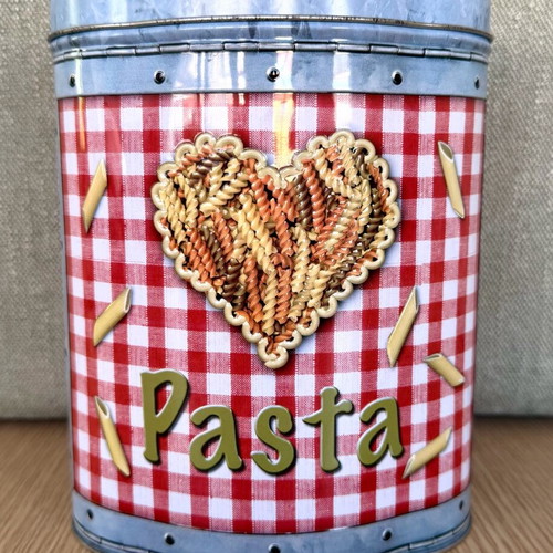 Vintage metal pasta storage tin new