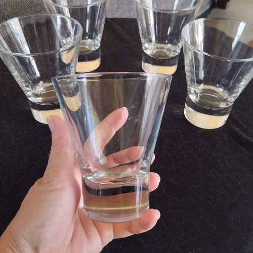 Glass cups set of 5 like new for espresso freddo, whiskey, or wine