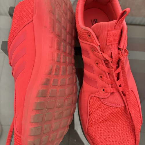 Adidas athletic shoes used, bright red-orange, size 41.5
