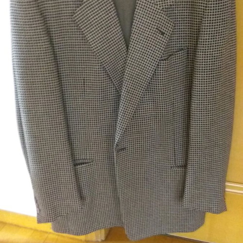 Men's checked wool jacket and olive brown trousers used