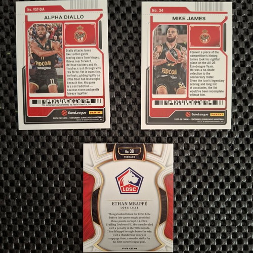 EuroLeague Panini Prizm Cards Mike James Alpha Diallo Ethan Mbappe like new