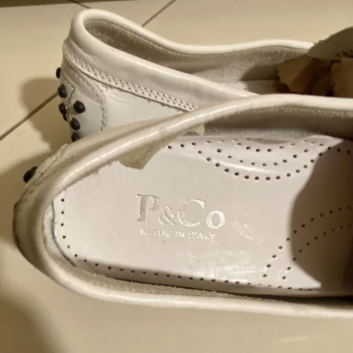 P&Co white leather moccasins new, size 40