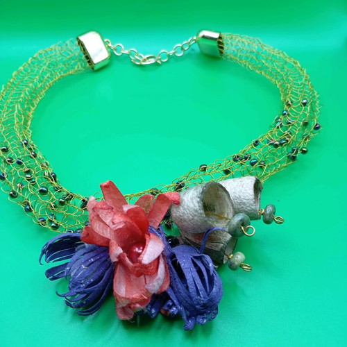 Handmade unique necklace from silk cocoons made to order
