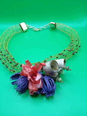 Handmade unique necklace from silk cocoons made to order