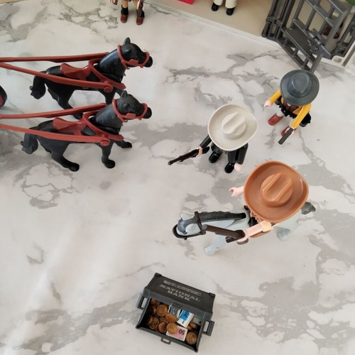 Playmobil Western Mega Lot used with Sheriff, Bank, Stagecoach & 13 Figures