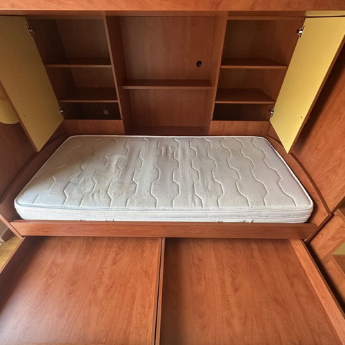 Bunk bed set with desk and bookshelf like new