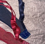 Jolinesse bra set 85B used, blue and red, non-padded