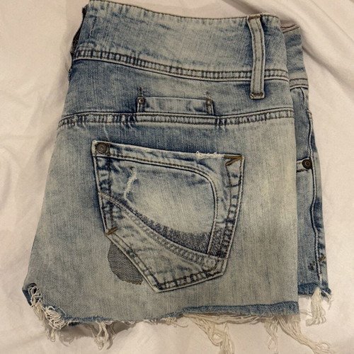 Zara trf short denim shorts size 44 with fading and tears