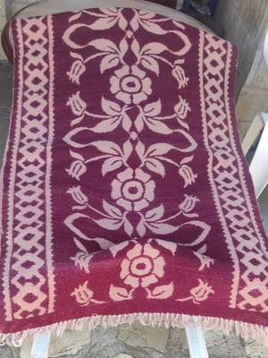 Machine-woven wool runner rug 260x74 cm, 60 years old
