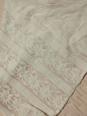 White curtain with floral design, like new, 230x300 cm