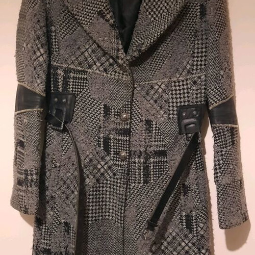 Vintage Anna Biagini women's coat made in Italy, like new, gray patchwork