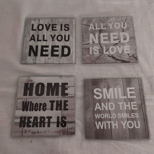 Set of 4 glass coasters 9x9 new