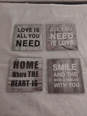 Set of 4 glass coasters 9x9 new