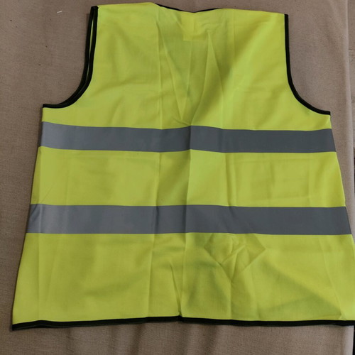 High-visibility safety vest new, fluorescent yellow with reflective stripes