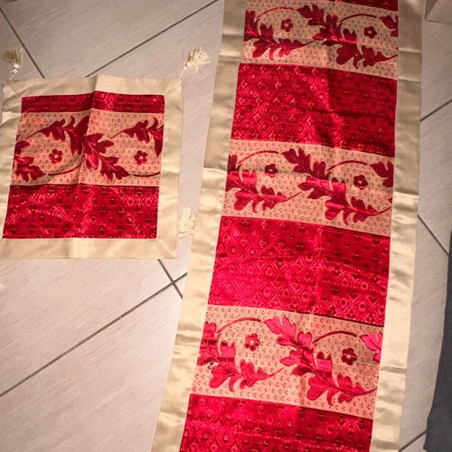 Vintage decorative napkins, two, like new, red