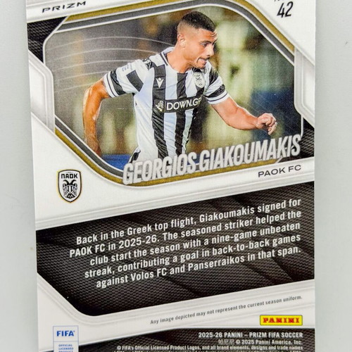Panini FIFA Prizm 2025/26 Giorgos Giakoumakis Lazer Prizm Parallel RC card new
