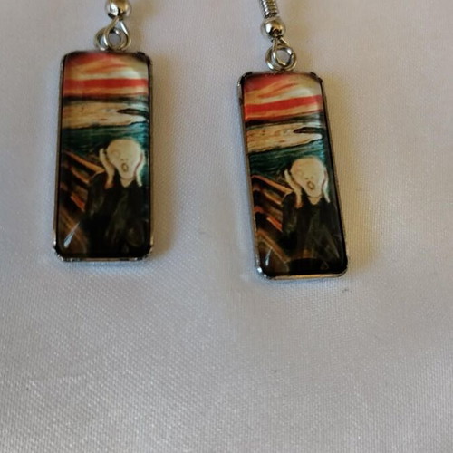 Earrings with The Scream artwork by Edvard Munch new, multicolored