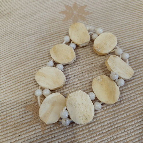 Vintage carved calf bone bracelet, 1970s