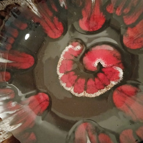 Vintage ceramic lava design 6-piece set with glossy enamel