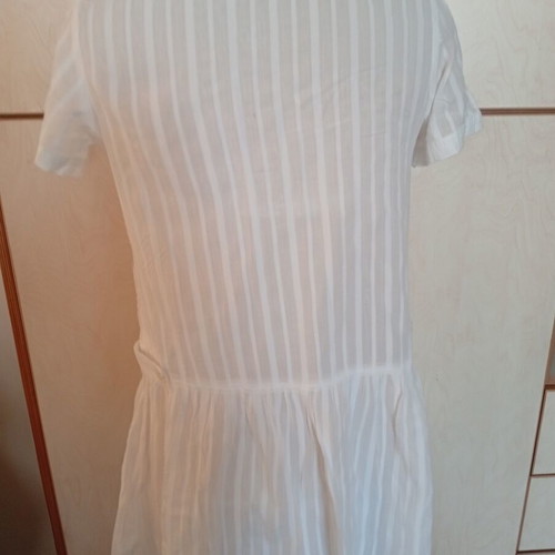 Tunic cotton white striped fabric Italian medium length 80 cm like new
