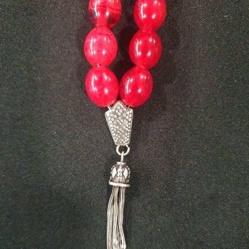 Handmade mastic worry beads used with silver chain and beads
