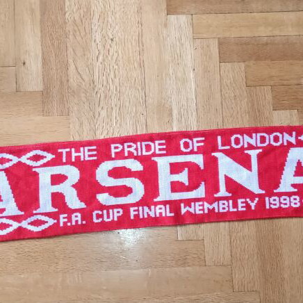 Arsenal F.A Cup 1998 Scarf used, double-sided, authentic 90s football