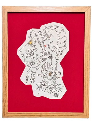 The Erinyes drawing in small frame ink on handmade paper