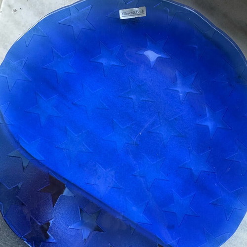 Villeroy & Boch large 38 cm platter used, blue with embossed stars
