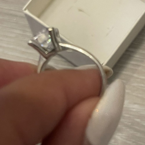 Gold 585 solitaire ring with semi-precious stone, used, size 58