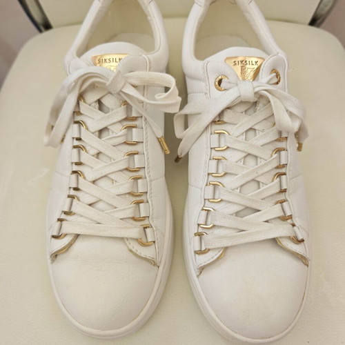 Siksilk leather shoes, white, size 43