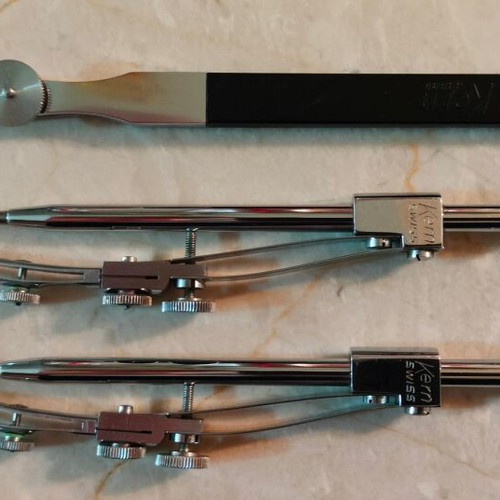 Set of 8 professional technical drawing instruments Kern & Wild like new